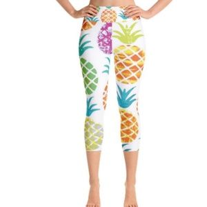 NEW Small Tropical Pineapple YOGA Capri Leggings